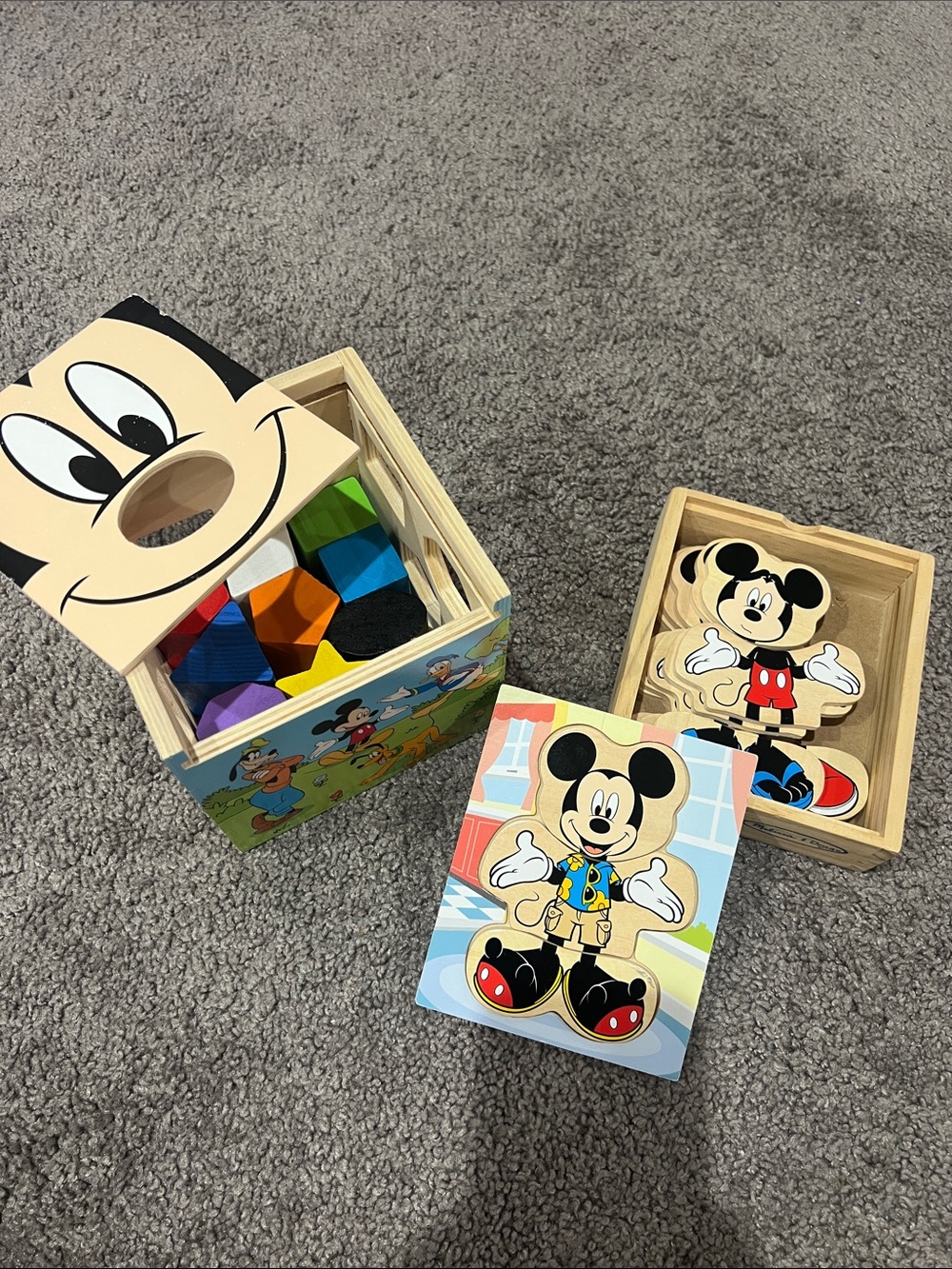 Melissa &Doug Disney Mickey Mouse Wooden Shape Sorter and Puzzle Box